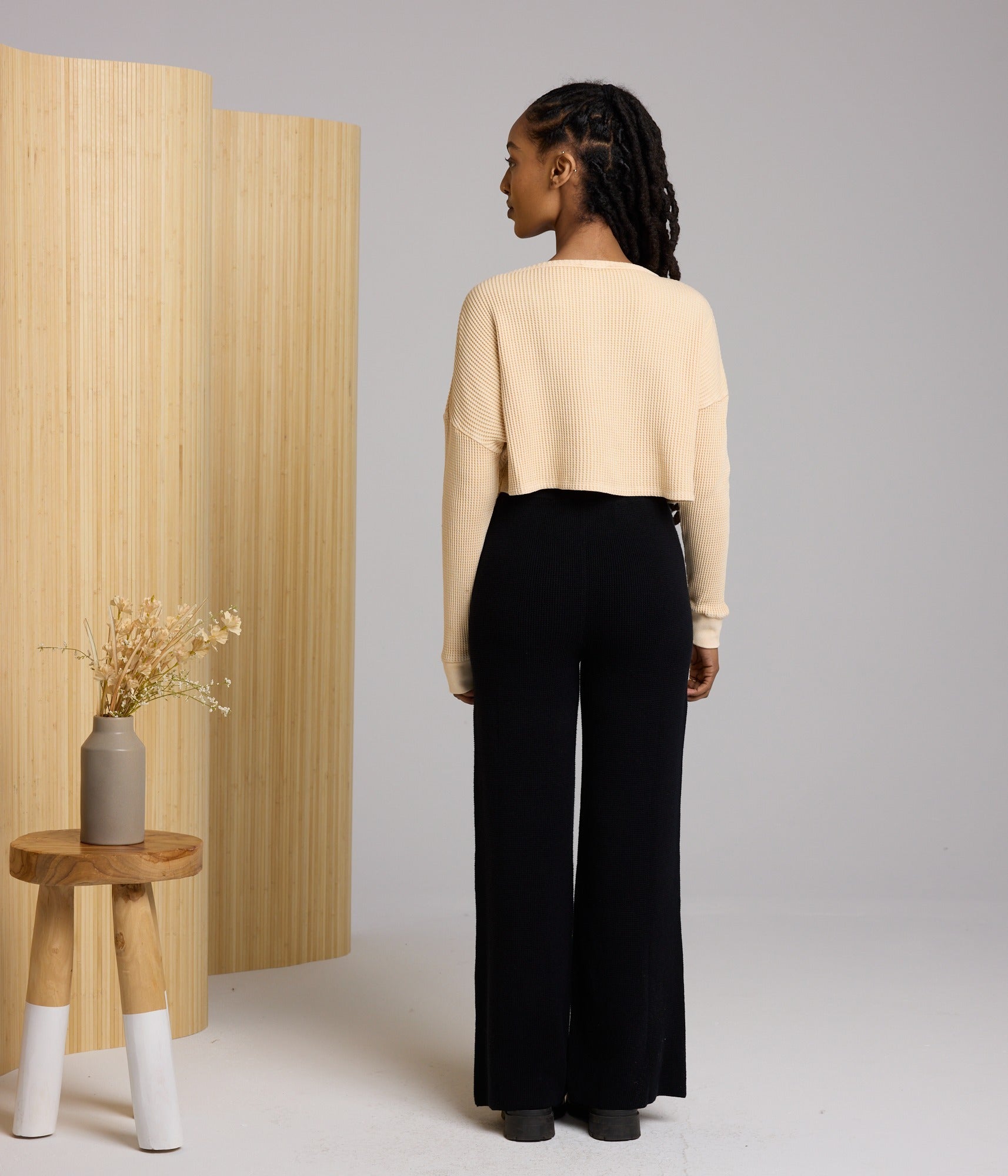Cris Waffle Knit Top - Dusty Peach